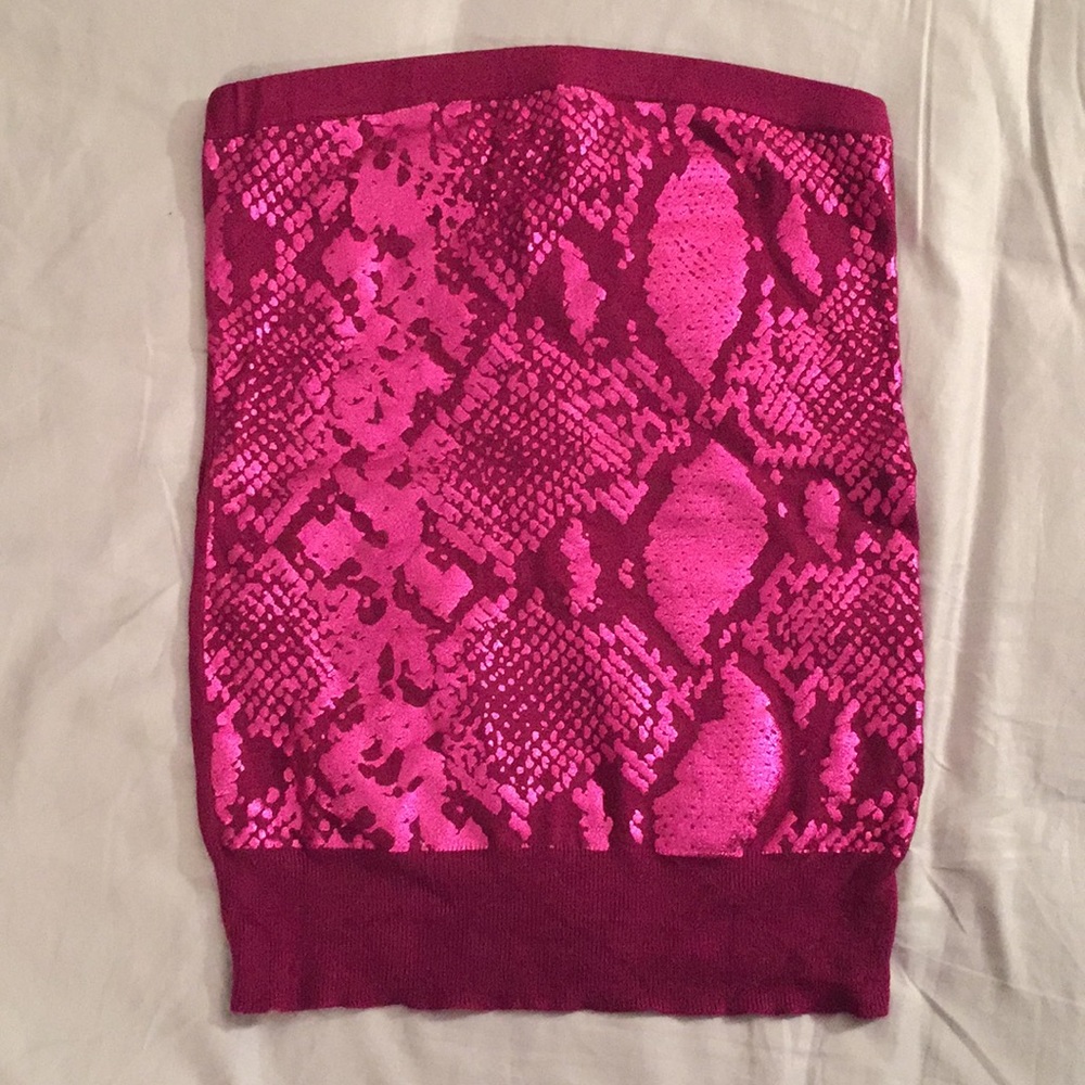 Express Fuschia Metallic Snakeskin Tube Top